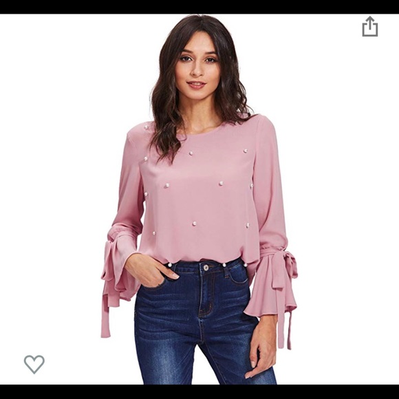Pearled Long Bell Sleeve Blouse - Picture 1 of 3